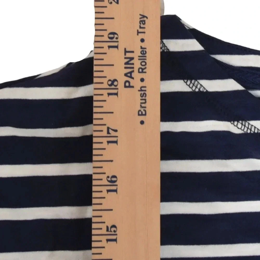 Old Navy Women’s Navy White Nautical Striped Henley Long Sleeve Jersey Shirt XS - Picture 6 of 9